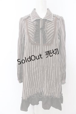 画像1: axes femme / ストライプシャツワンピース M ブラウン O-25-05-18-085-AX-TO-OW-OS