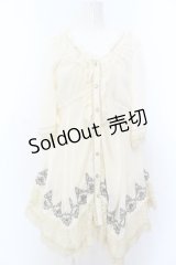 axes femme / 裾刺繍イレヘムブラウスチュニ M キナリ O-25-05-18-088-AX-OP-OW-OS