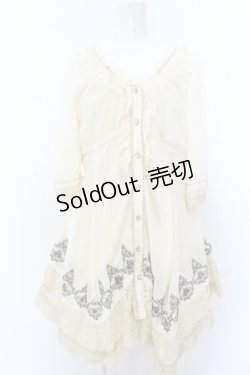 画像1: axes femme / 裾刺繍イレヘムブラウスチュニ M キナリ O-25-05-18-088-AX-OP-OW-OS
