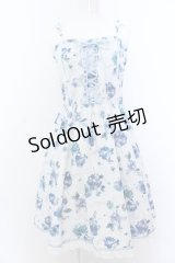 axes femme / 花柄ワンピース M サックス O-25-05-18-091-AX-OP-OW-OS