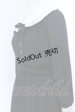 画像2: axes femme POETIQUE / 襟刺繍ベロア配色ワンピース M クロ O-25-05-18-092-AX-OP-OW-OS