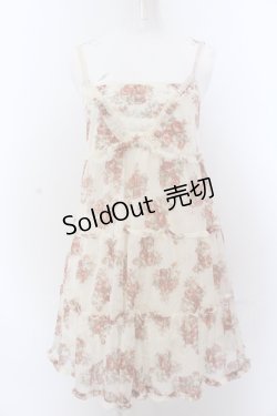 画像1: axes femme / バラブーケ×蝶トリコットワンピース M キナリ O-25-05-18-097-AX-OP-OW-OS