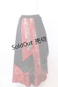 Qutie Frash / ラップ付き和柄バギーパンツ  レッド O-25-05-18-098-QU-PA-OW-OS