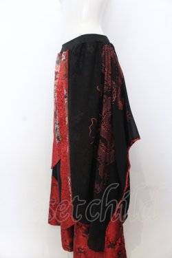 画像2: Qutie Frash / ラップ付き和柄バギーパンツ  レッド O-25-05-18-098-QU-PA-OW-OS
