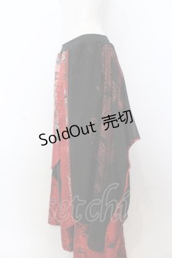 画像2: Qutie Frash / ラップ付き和柄バギーパンツ  レッド O-25-05-18-098-QU-PA-OW-OS