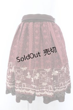 画像1: axes femme / トランプメルヘン柄スカート M ワイン O-25-05-18-012-AX-SK-OW-OS