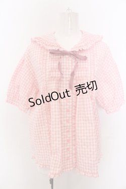 画像1: PINK HOUSE / ギンガムチェックセーラーカラーブラウス  ピンク O-25-05-18-020-LO-BL-OW-ZI