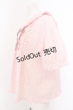 画像2: PINK HOUSE / ギンガムチェックセーラーカラーブラウス  ピンク O-25-05-18-020-LO-BL-OW-ZI