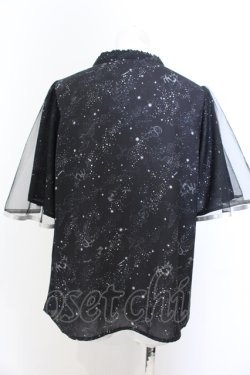 画像2: axes femme / 星座柄チュール重ね袖ブラウス M クロ O-25-05-18-029-AX-BL-IG-OS