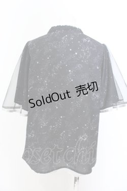 画像2: axes femme / 星座柄チュール重ね袖ブラウス M クロ O-25-05-18-029-AX-BL-IG-OS