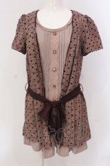 axes femme / フロッキードットレイヤード風ワンピース M ワイン O-25-05-19-001-AX-OP-OW-OS