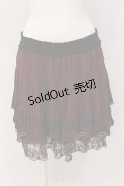 画像1: axes femme / 裾薔薇レースプリーツスカート M ワイン×ブラウン O-25-05-19-044-AX-SK-OW-OS