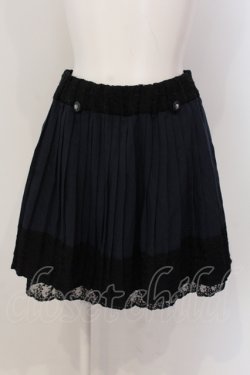 画像1: axes femme / 裾レースプリーツスカート M ネイビー O-25-05-19-048-AX-SK-OW-OS