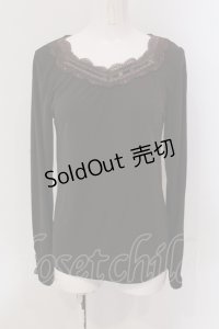 axes femme / レースベロア配色カットソー M ブラウン O-25-05-19-007-AX-TO-OW-OS