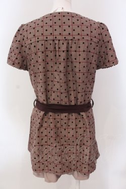 画像2: axes femme / フロッキードットレイヤード風ワンピース M ワイン O-25-05-19-001-AX-OP-OW-OS