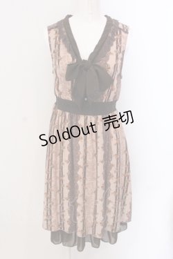 画像1: axes femme / レースプリントボウタイワンピース M ピンクージュ O-25-05-19-082-AX-OP-IG-OS
