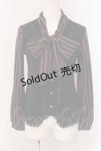 axes femme / レジメンタルボウタイカットソー M クロ O-25-05-19-084-AX-TO-IG-OS