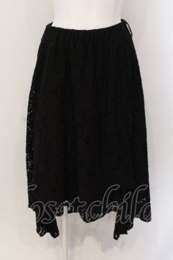 画像1: axes femme / ベルト付レーシーイレヘムスカート M クロ O-25-05-19-088-AX-SK-IG-OS