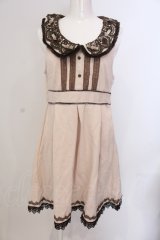 axes femme / 巻き薔薇使いノースリワンピ M ピンク O-25-05-19-002-AX-OP-OW-OS