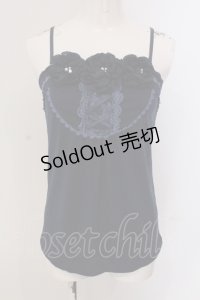 axes femme / モチーフフラワーホルターキャミソール M ネイビー O-25-05-19-012-AX-TO-OW-OS