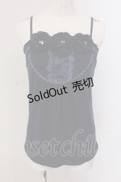 画像1: axes femme / モチーフフラワーホルターキャミソール M ネイビー O-25-05-19-012-AX-TO-OW-OS