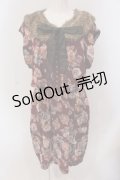 【SALE】axes femme / ファーティペ付き花柄ワンピース M ワイン O-25-05-19-013-AX-OP-OW-ZT183