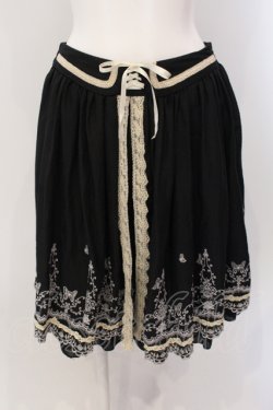 画像1: axes femme / スリット入蝶刺繍スカート M クロ O-25-05-19-025-AX-OP-OW-OS