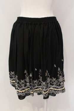 画像3: axes femme / スリット入蝶刺繍スカート M クロ O-25-05-19-025-AX-OP-OW-OS