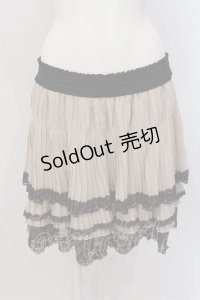 axes femme / 裾薔薇レースプリーツスカート M ベージュ×ブラウン O-25-05-19-030-AX-SK-OW-OS