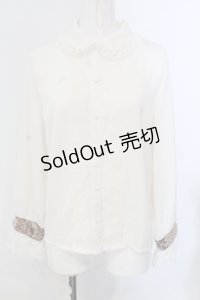 axes femme / ゴブラン織カフスデザインブラウス F キナリ O-25-05-20-029-AX-BL-OW-OS