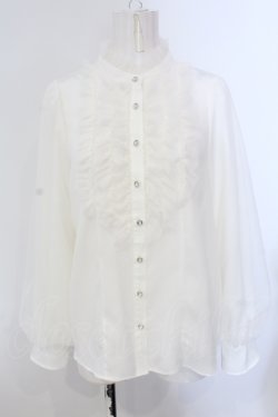 画像1: axes femme / チュールフリルハイネックブラウス F キナリ O-25-05-20-030-AX-BL-OW-OS