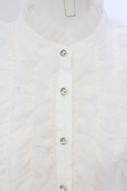 画像2: axes femme / チュールフリルハイネックブラウス F キナリ O-25-05-20-030-AX-BL-OW-OS