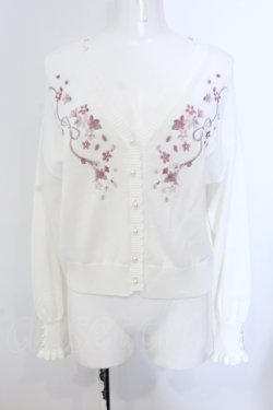 画像1: axes femme / SAKURA刺繍ショートカーディガン F シロ O-25-05-20-032-AX-TO-OW-OS