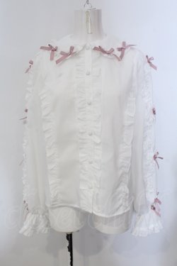 画像1: Chalmiere / フリルブラウス M シロ×ピンク O-25-05-20-035-LO-BL-OW-OS
