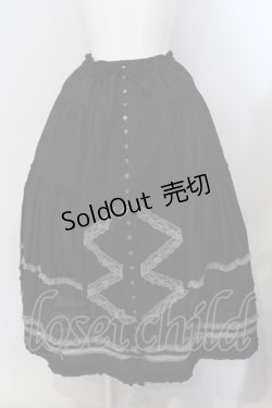 画像1: PINK HOUSE / 配色レース使いローンスカート  クロ O-25-05-20-041-LO-SK-OW-OS