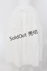 PINK HOUSE / タック使いピコフリルロングスカート  シロ O-25-05-20-008-LO-SK-OW-OS