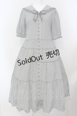 画像1: PINK HOUSE / セーラーカラーギンガムチェックミディワンピース  クロ O-25-05-20-009-LO-OP-OW-OS