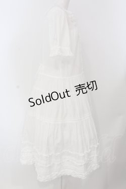 画像3: PINK HOUSE / はしごレース使いピコフリルワンピース  シロ O-25-05-20-010-LO-OP-OW-OS