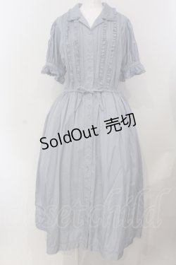 画像1: PINK HOUSE / ツイル開襟ワンピース  ブルー O-25-05-20-012-LO-OP-OW-ZI