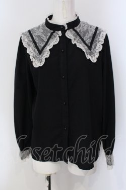 画像1: Rojita / 三角衿ブラウス F クロ×シロ O-25-05-20-020-LO-BL-OW-OS