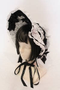 BABY,THE STARS SHINE BRIGHT / Ribbon Princess Palaceボンネット  クロ×シロ O-25-05-22-001-BA-AC-IG-OS
