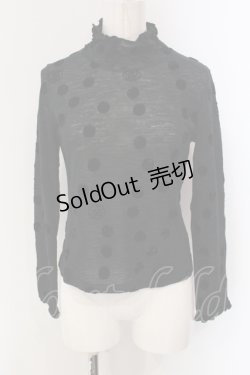 画像1: INGEBORG / ベロアドットカメリアカットソー 9 クロ O-25-05-22-049-LO-TO-IG-OS