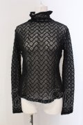 INGEBORG / リボン付き総レースタートルカットソー  クロ O-25-05-22-051-LO-TO-IG-OS