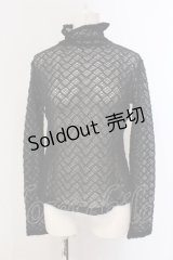 INGEBORG / リボン付き総レースタートルカットソー  クロ O-25-05-22-051-LO-TO-IG-ZI