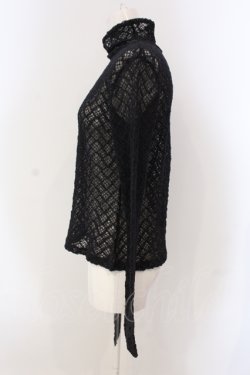 画像2: INGEBORG / リボン付き総レースタートルカットソー  クロ O-25-05-22-051-LO-TO-IG-OS