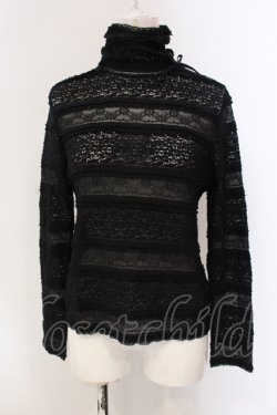 画像1: INGEBORG / リボン付き総レースタートルカットソー 9 クロ O-25-05-22-053-LO-TO-IG-OS