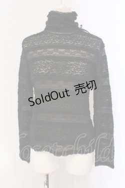 画像1: INGEBORG / リボン付き総レースタートルカットソー 9 クロ O-25-05-22-053-LO-TO-IG-ZI