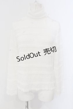 画像1: INGEBORG / リボン付き総レースタートルカットソー 9 シロ O-25-05-22-054-LO-TO-IG-OS