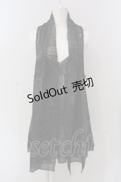 画像1: INGEBORG / ラメ透かし編み ストール付きオーバーニットタンクトップ  クロ O-25-05-22-055-LO-TO-IG-OS