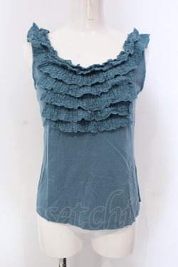 画像1: INGEBORG / レースフリルタンクトップ 9 ブルー O-25-05-22-058-LO-TO-IG-OS